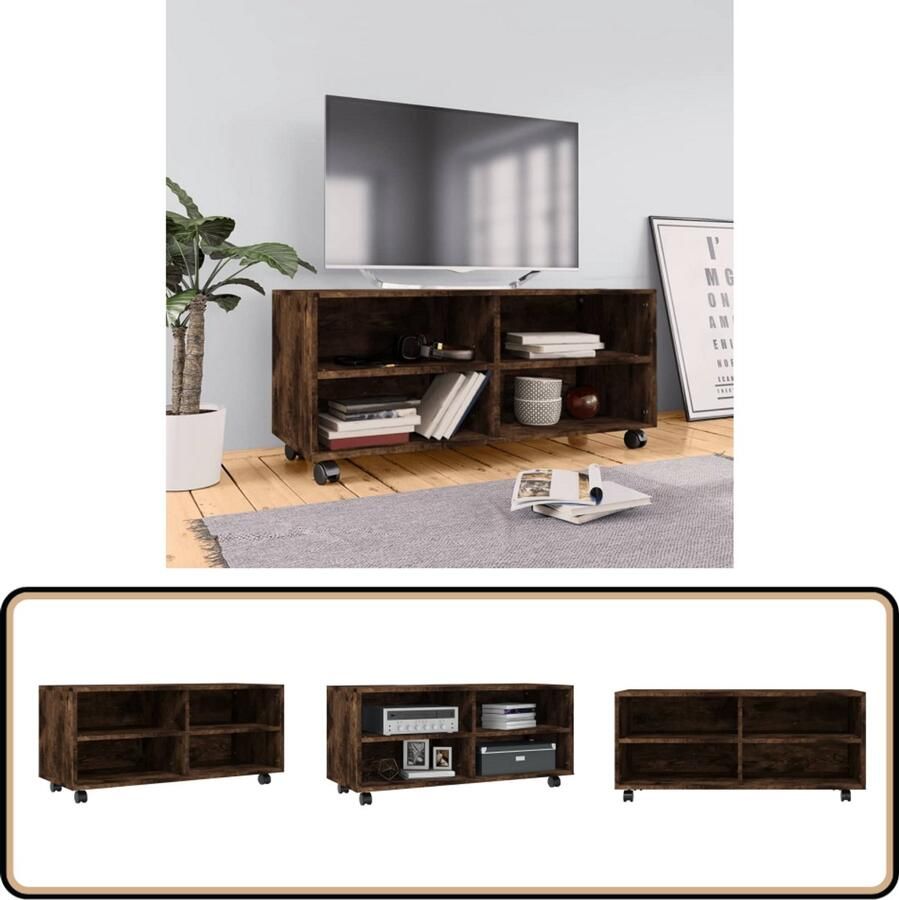 VidaXL Tv-meubel 90x35x35 cm Gerookt Eiken Tv Meubel Houten Tv Meubel Tv Kast Salontafel Living Room Meubilair