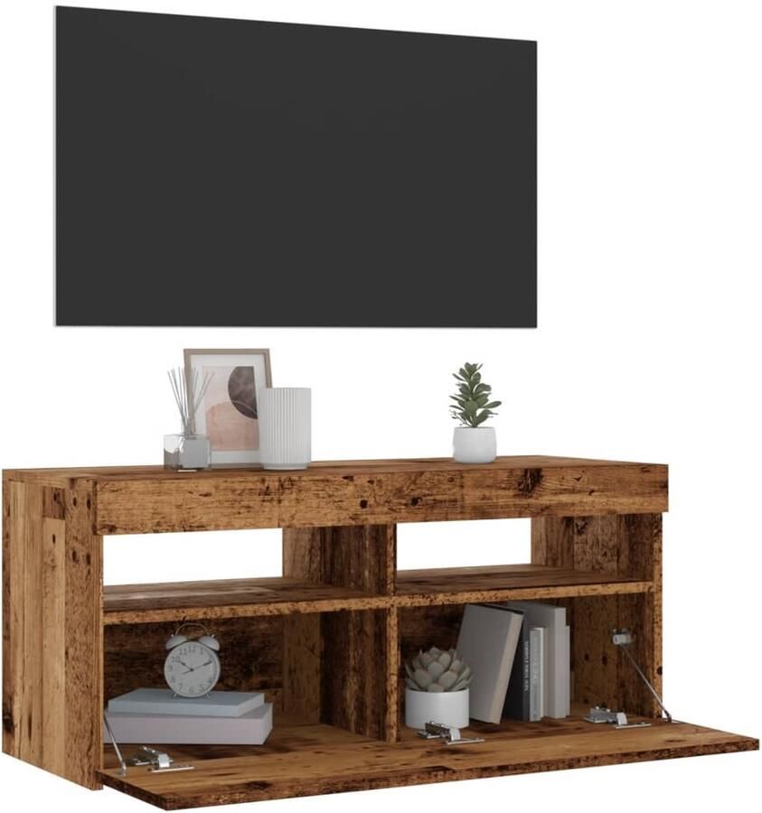 VidaXL Tv-meubel 90x35x40 cm Bewerkt hout LED Tv-meubel Tv-kasten -Tv-standaard Hifi-kast