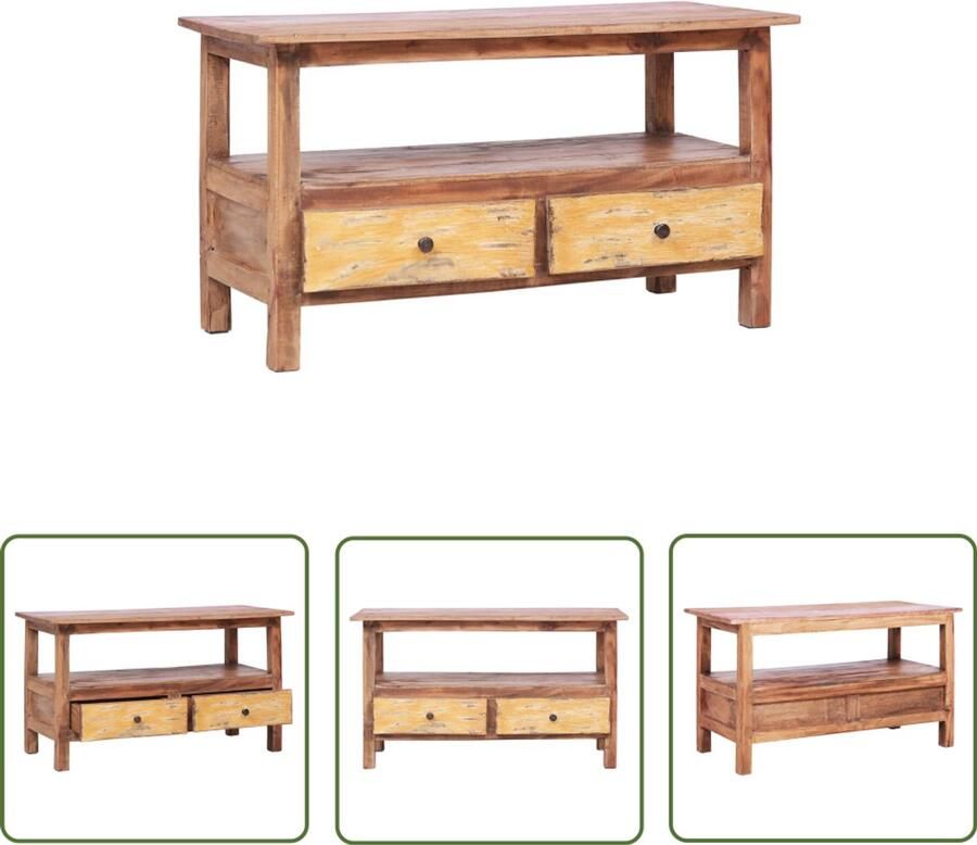 VidaXL Tv-meubel 90x40x50 cm Gerecycled hout TV Kast Houten Tv-standaard Vintage Meubilair Landelijke Tv-bank Retro Tv-tafel