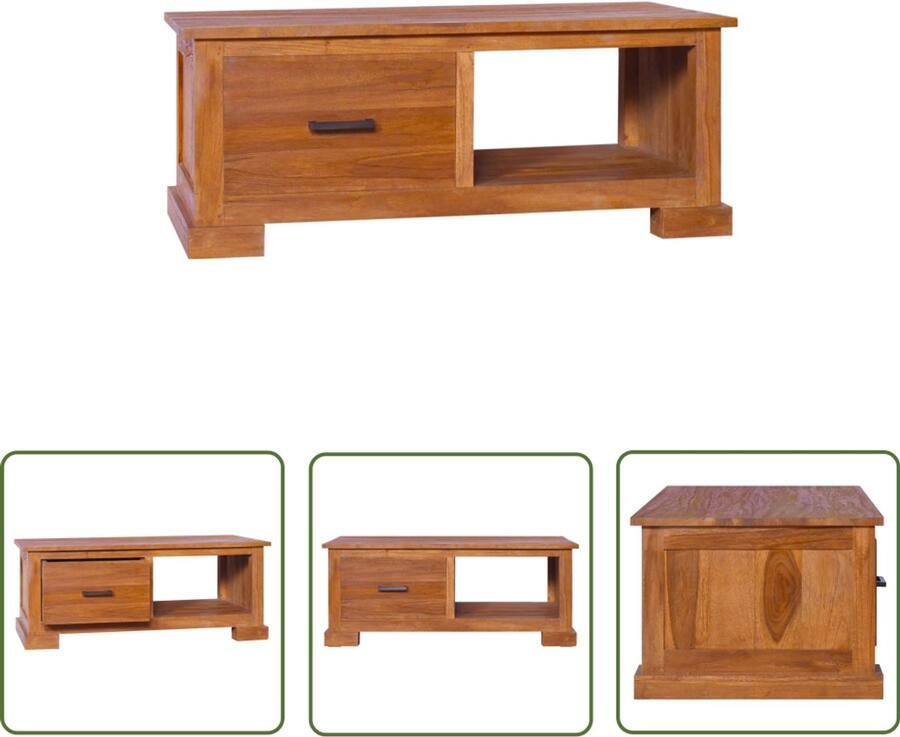 VidaXL Tv-meubel 90x50x37 cm Massief teakhout Tv-meubel Teak Vintage Landelijk Wonen Salontafel Opbergkast Koloniaalstijl