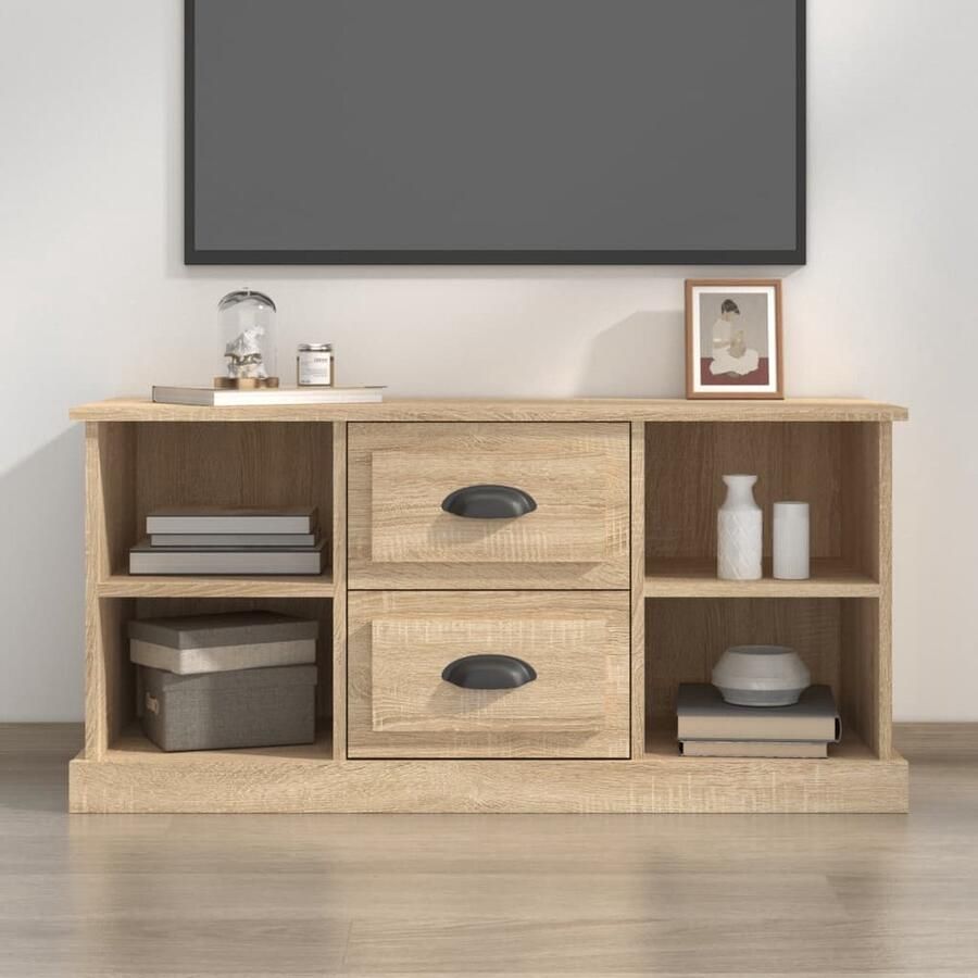 VidaXL Tv-meubel 99 5 cm Sonoma eiken Bew. hout Tv Meubels Salontafel Houten Tv Kast Tv Stand Media Kast Entertainment Center Sonomaneikenvloeren Bruine Tv Kast Modern Tv Meubel Stijlvol Tv Meubel - Foto 2
