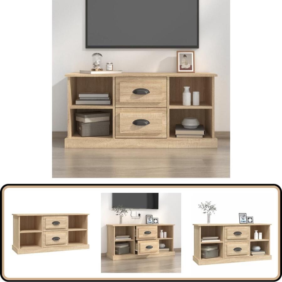 VidaXL Tv-meubel 99 5 cm Sonoma eiken Bew. hout Tv Meubels Salontafel Houten Tv Kast Tv Stand Media Kast Entertainment Center Sonomaneikenvloeren Bruine Tv Kast Modern Tv Meubel Stijlvol Tv Meubel
