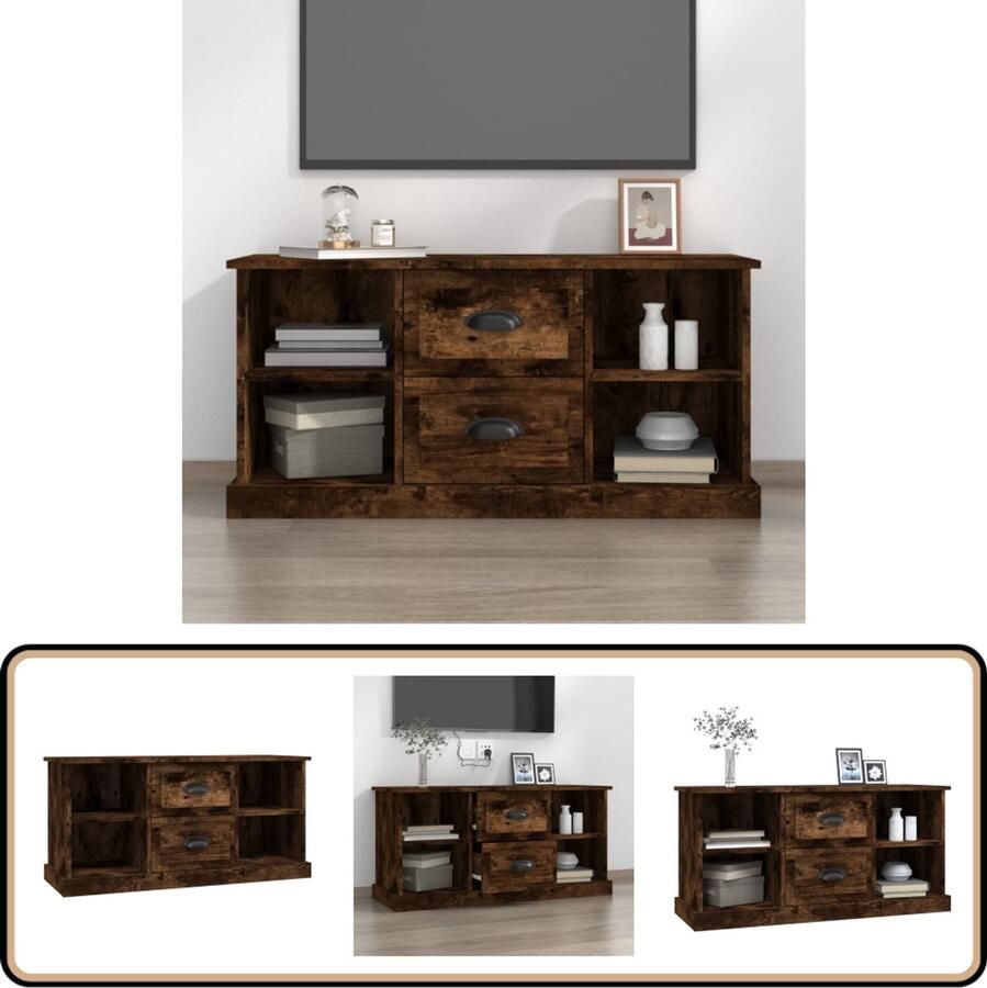 VidaXL Tv-meubel 99 5x35 5x48 cm Gerookt eiken Tv Meubels Houten Tv Kast Bruine Tv Stand Salontafel Livingroom Furniture Media Center Entertainment Unit Tv Tafel Modern Tv Meubel
