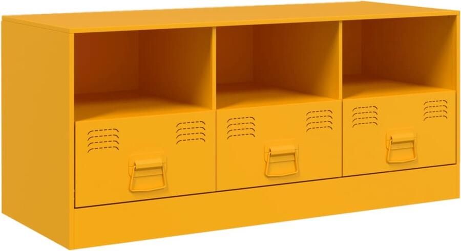 VidaXL -Tv-meubel-99x39x44-cm-staal-mosterdgeel