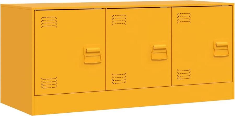 VidaXL Tv-meubel Staal Mosterdgeel 99x39x44 cm Tv-meubel Tv-meubelen Tv-standaard Televisiemeubel