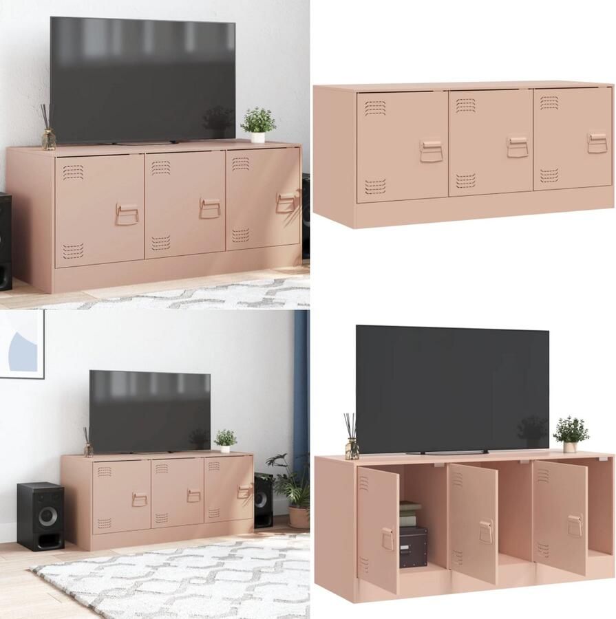 VidaXL Tv-meubel 99x39x44 cm staal roze Tv-meubel Tv-meubelen Tv-standaard Televisiemeubel