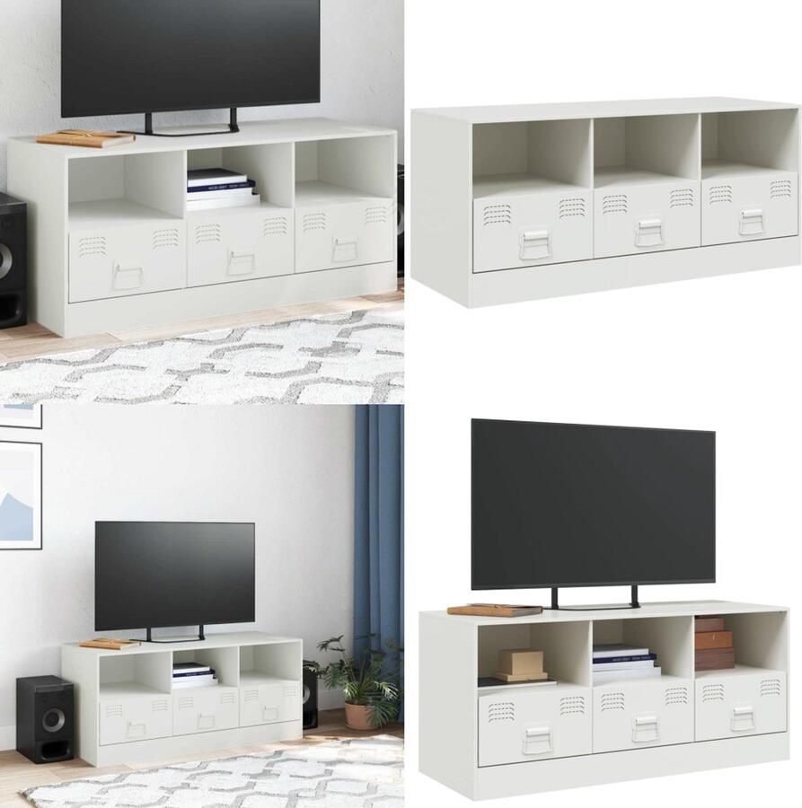 VidaXL Tv-meubel 99x39x44 cm staal wit Tv-meubel Tv-meubels Tv Kast Opbergkast
