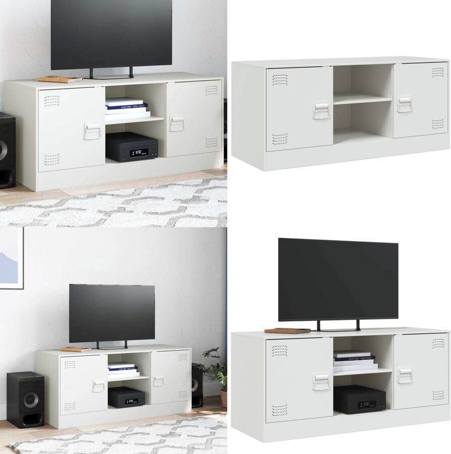 VidaXL Tv-meubel 99x39x44 cm staal wit Tv-meubel Tv-meubels Tv Kast Opbergkast