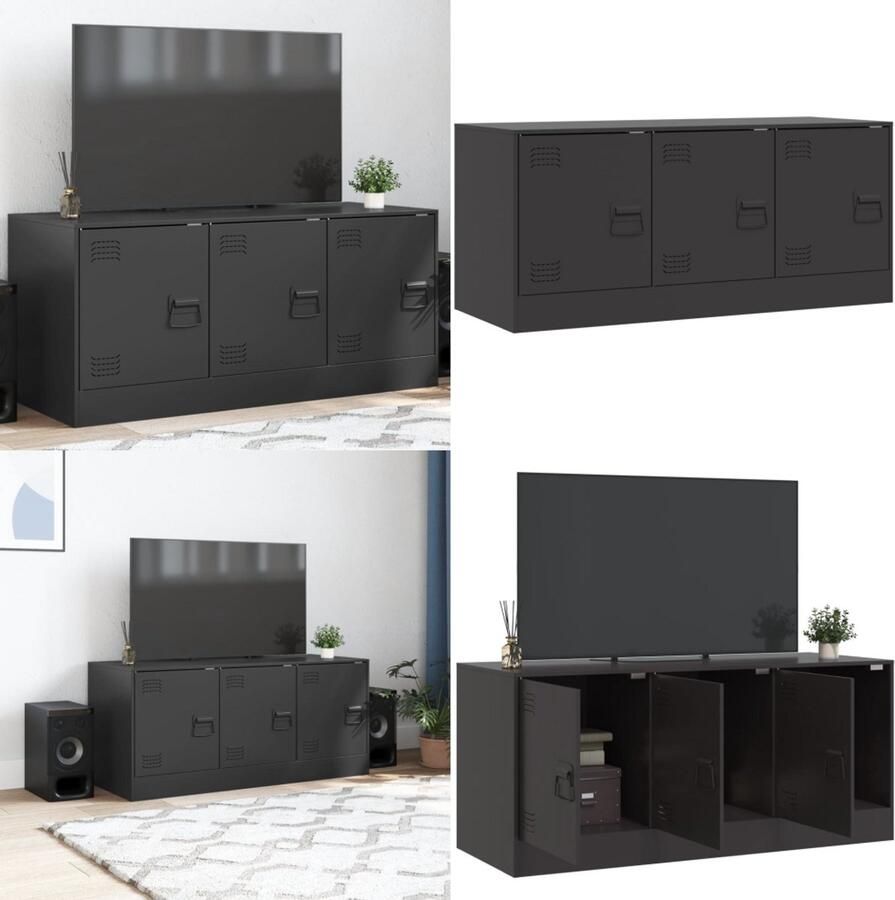 VidaXL Tv-meubel 99x39x44 cm staal zwart Tv-meubel Tv-meubelen Tv-standaard Televisiemeubel