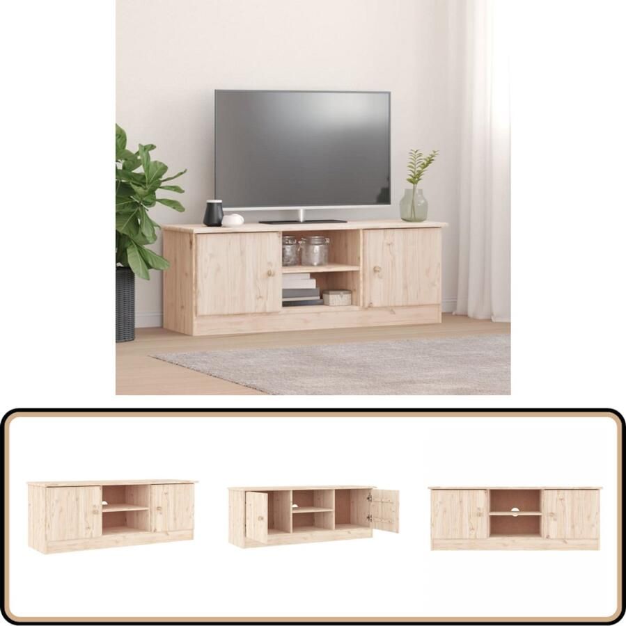 VidaXL TV-meubel ALTA 112x35x41 cm Grenenhout Tv Meubel Hout Tv Kast Grenenhout Meubels Opbergkast Living Room Furniture Woonkamer Decor
