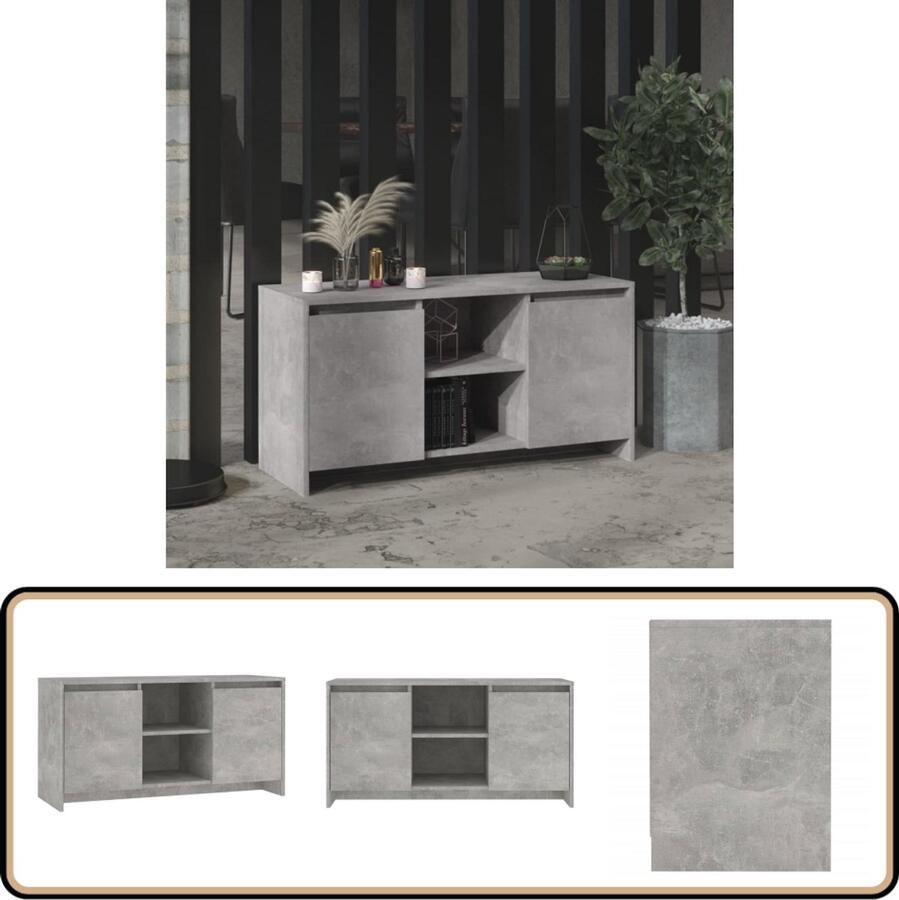 VidaXL Tv-meubel Betongrijs 102x37 5x52 5 cm Tv-meubel Televisiescherm Mediabox Salontafel Livingroom Furniture Interieurdecoratie Grijs Tv-meubel