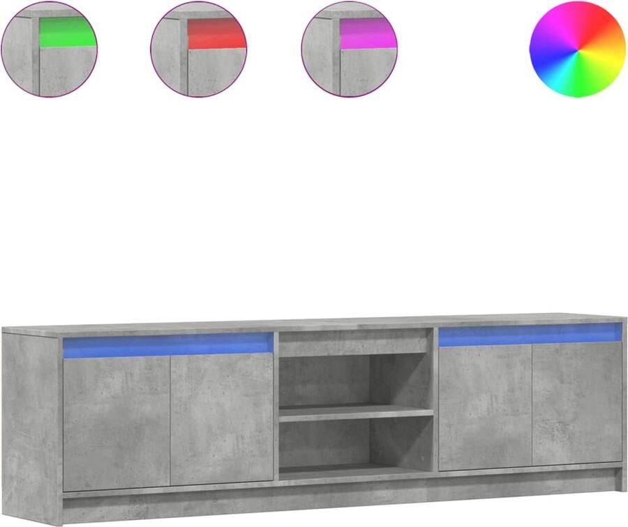 VidaXL Tv-meubel met LED 180x34x50 cm bewerkt hout betongrijs