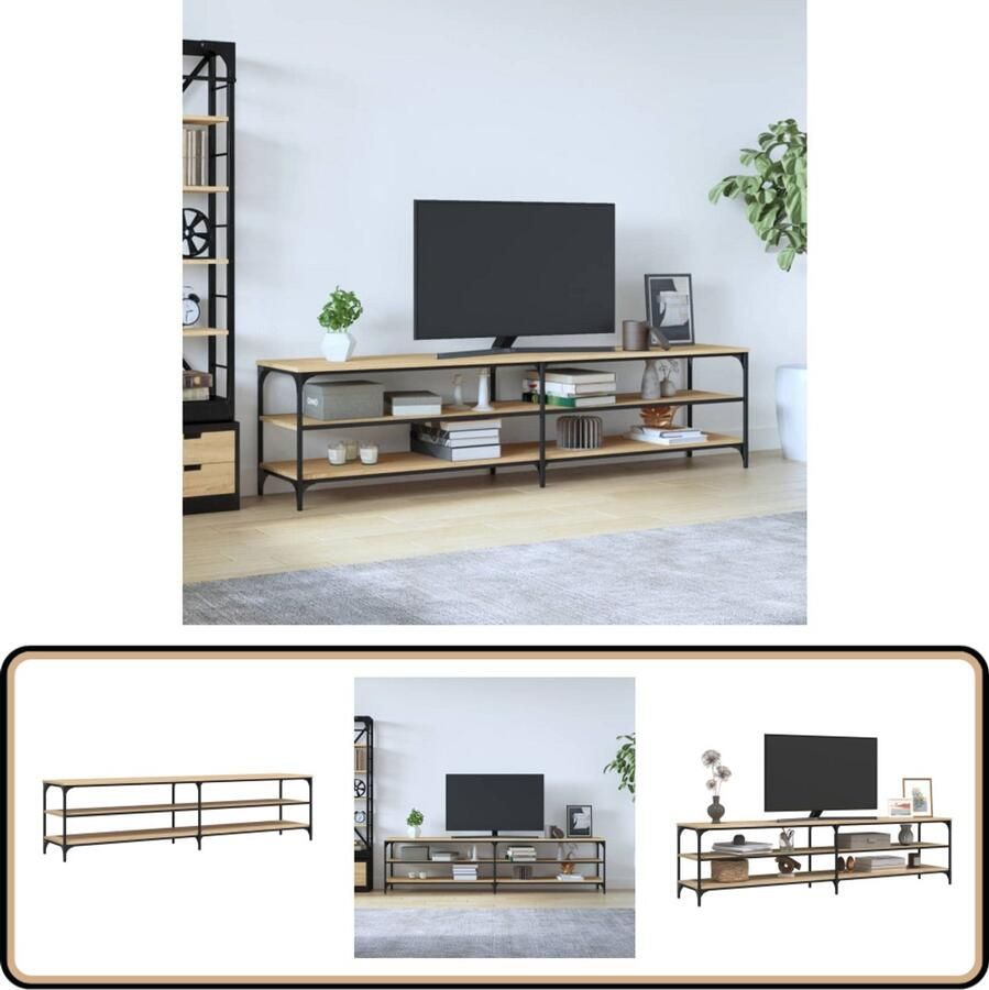 VidaXL Tv-meubel Bewerkt hout 200x30x50 cm Tv Meubel Salontafel Houten Kast Sonomakleur Mediakast