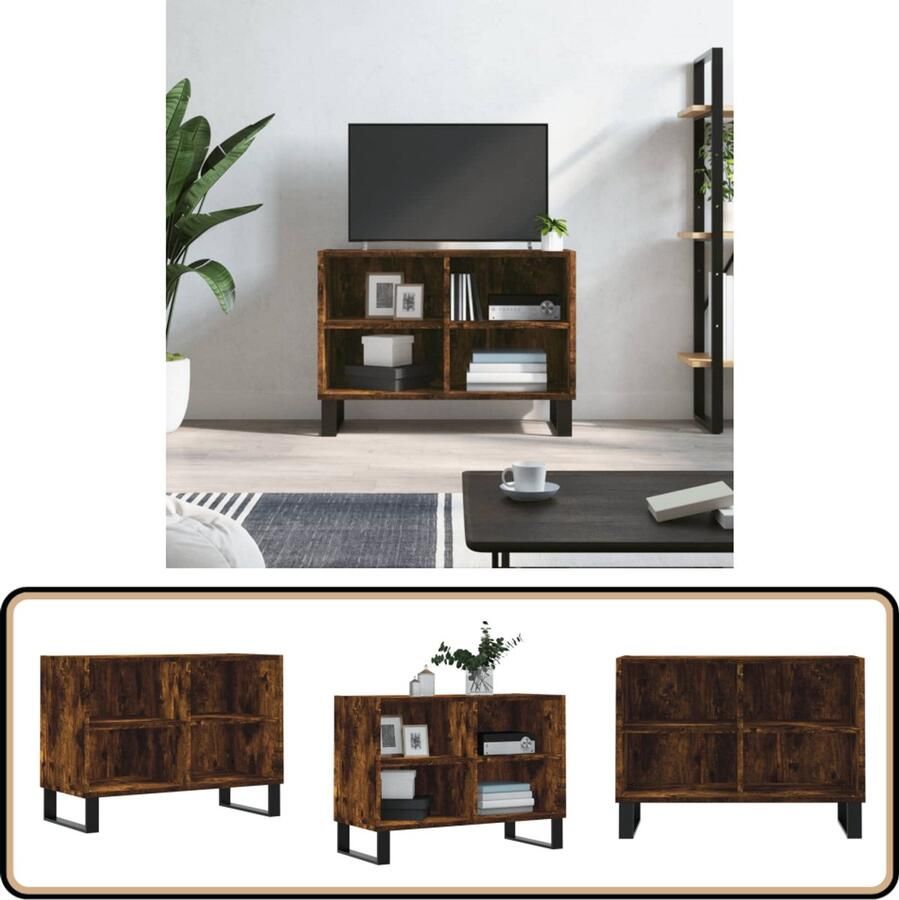 VidaXL Tv-meubel Bewerkt Hout Gerookt Eiken 69 5x30x50 cm Tv Meubel Tv Kast Opbergkast Houten Tv Stand Bruine Tv Kast