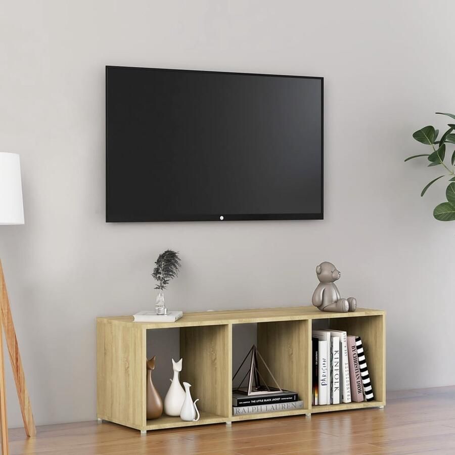 VidaXL Tv-meubel Bewerkt hout Sonoma eiken 107 cm Televisiescherm Tv Meubilair Salontafel Houten Tv Stand Tv Kast Media Kast Entertainment Center Living Room Furniture - Foto 2