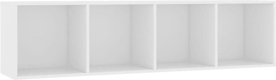 The Living Store Boekenkast tv-meubel 143x30x36 cm wit Boekenkast Houten Boekenkast Boekenplank Tv-standaard Opslagkast - Foto 2