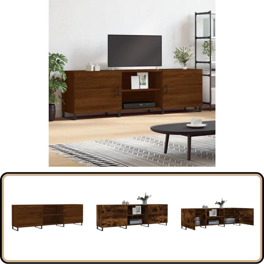 VidaXL Tv-meubel Bruin Eiken 150x30x50 cm Tv Kast Bruin Eiken Houten Tv Stand Salontafel Living Room Furniture Opbergkasten Entertainment Center