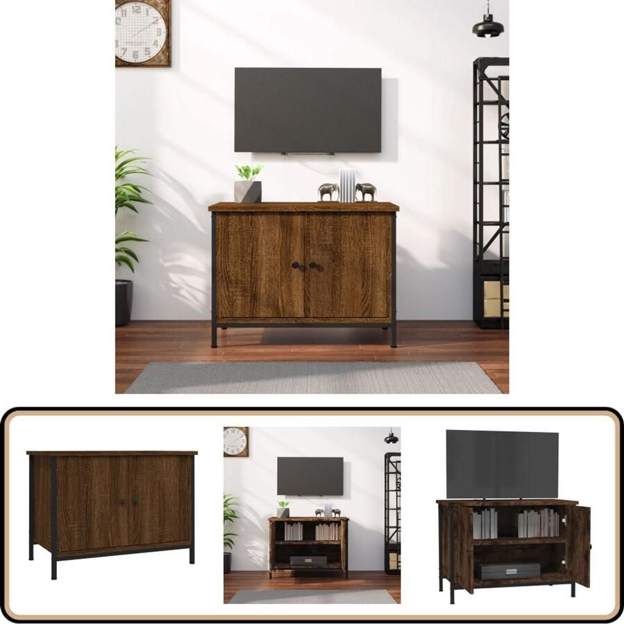 VidaXL Tv-meubel Bruin eiken 60x35x45 cm Deuren Tv-meubel Bruin Eiken Meubilair Houten Tv-meubel Media Kast Salontafel