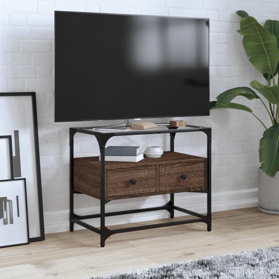 VidaXL Tv-meubel Bruin Eiken 60x35x51 cm Tv Meubel Houten Tv Kast Bruin Tv Meubel Salontafel Bergruimte