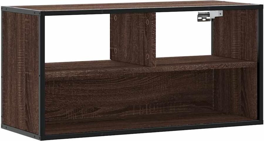 VidaXL Tv-meubel bruin eiken 80x31x39 5 cm Tv-meubel Industrieel Meubilair Houten Tv-stand Bruine Tv-bank Compact Tv-meubel - Foto 3