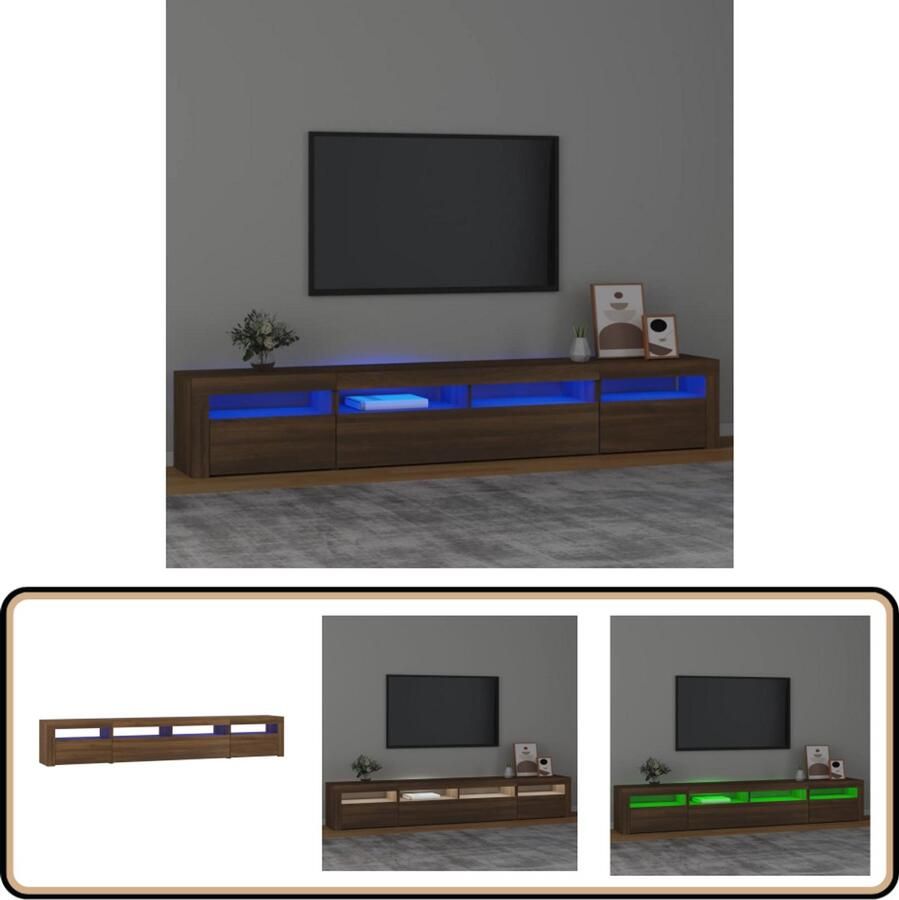 VidaXL Tv-meubel Bruin eiken Met LED-verlichting Tv Meubel Tv Kast Led Tv Meubel Houten Tv Meubel Bruine Eiken Meubilair