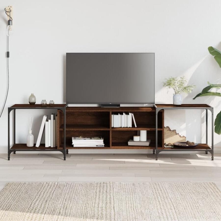 VidaXL Tv-meubel Bruin Eiken Stijlvol & Functioneel Tv Kast Tv Meubel Salontafel Houten Tv Stand Media Kast