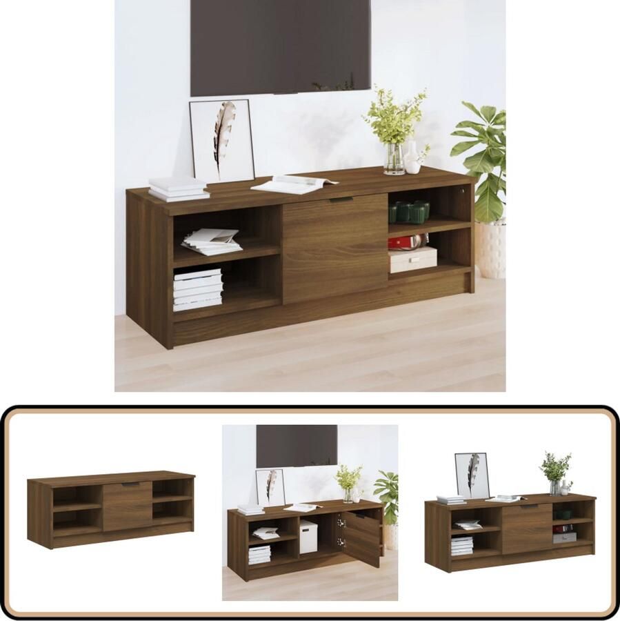 VidaXL Tv-meubel Bruin eikenhout 102 cm Tv Kast Bruine Eiken Houten Tv Kast Media Kast Salontafel Living Room Furniture Televisiekast Entertainment Center Opslagruimte Vintage Tv Stand Modern Tv Cabinet