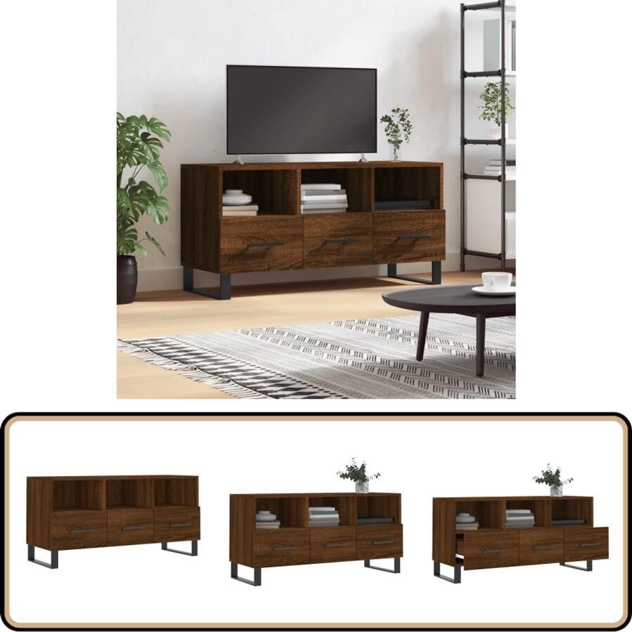 VidaXL Tv-meubel Bruin Eikenkleur 102x36x50 cm TV Meubel Kast Opbergkast Houten Kast Bruine Eiken Kleur