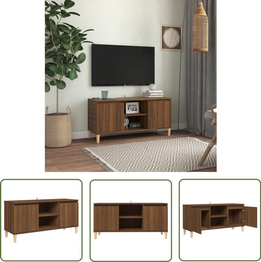 VidaXL Tv-meubel Bruin Eikenkleur 103 5x35x50 cm Televisiesecretaris Tv-tafel Salontafel Woonkamerdecoratie Houtskelet Vintage Stijl Scandinaviënstijl Bruine Kleuren Tv Stand