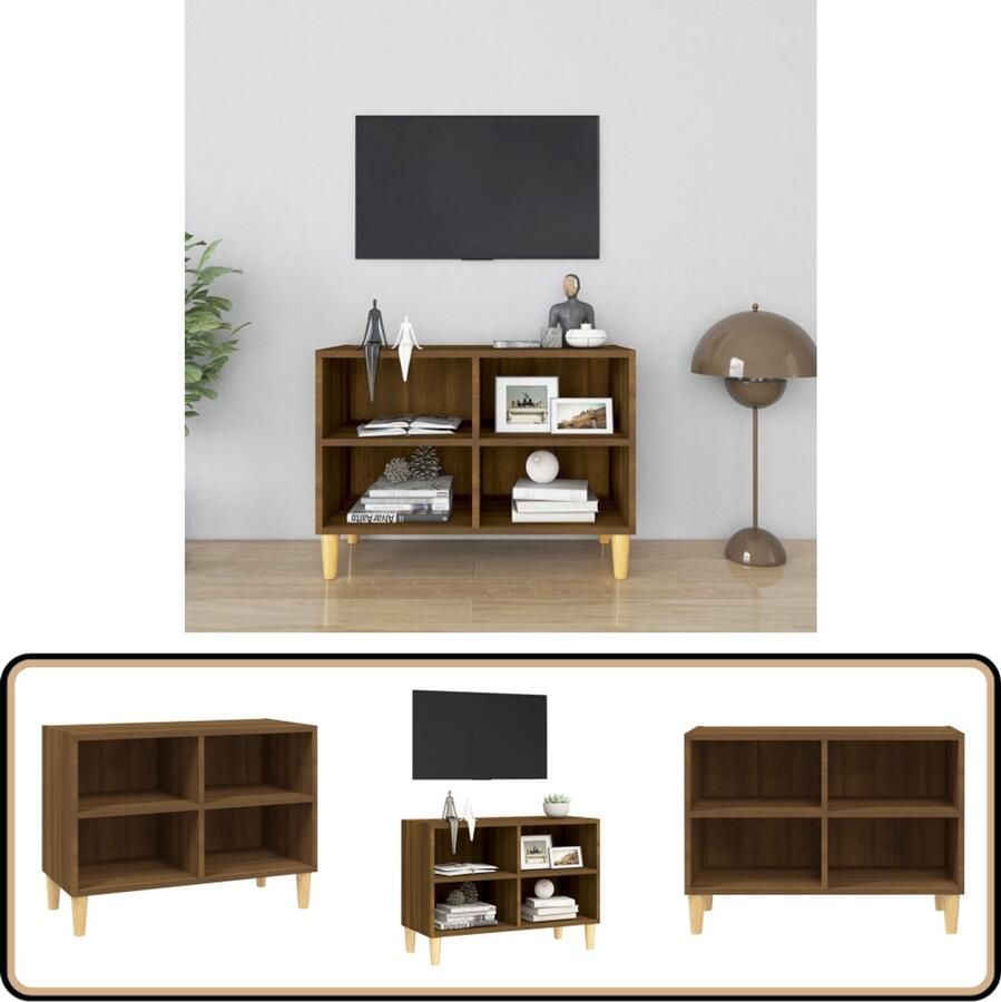 VidaXL Tv-meubel Bruin Eikenkleur 69 5x30x50 cm Tv Kast Scandinavisch Design Houten Tv Stand Salontafel Mediabox - Foto 2