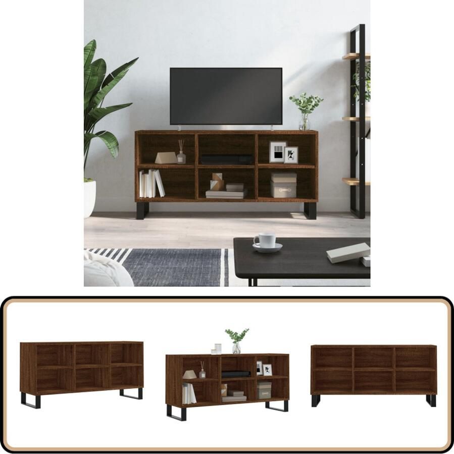 VidaXL Tv-meubel Bruineiken 103 5x30x50 cm TV Meubel Kast Opbergkast Houten Kast Bruin Eiken