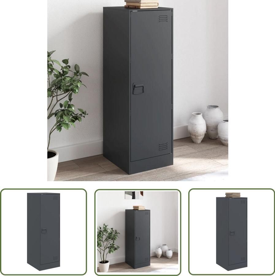 VidaXL Dressoir 34 5x39x107 cm staal antracietkleurig Dressoir Tv Meubel Salontafel Zwart Metalen Industrieel Interieur