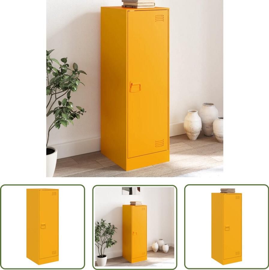 VidaXL Tv-meubel Dressoir 34 5x39x107 cm staal mosterdgeel Salontafel Mustard Yellow Geel