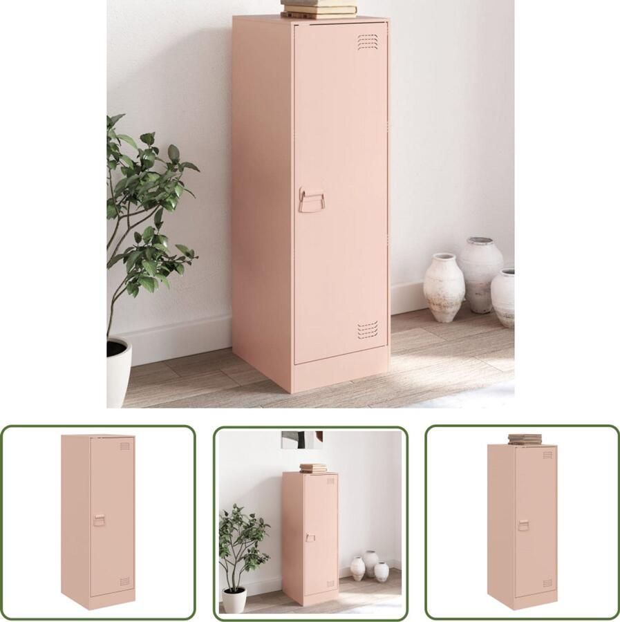 The Living Store Dressoir 34 5x39x107 cm staal roze Televisiescherm Tv Stand Roestvrijstalen Kast Metalen Kast Opbergkast