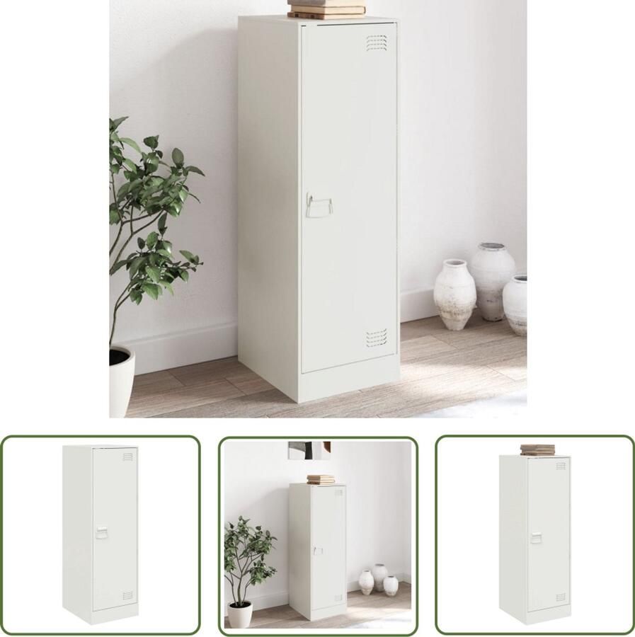 The Living Store Dressoir 34 5x39x107 cm staal wit Televisiekast Tv Stand Metalen Kast Opbergkast Salontafel