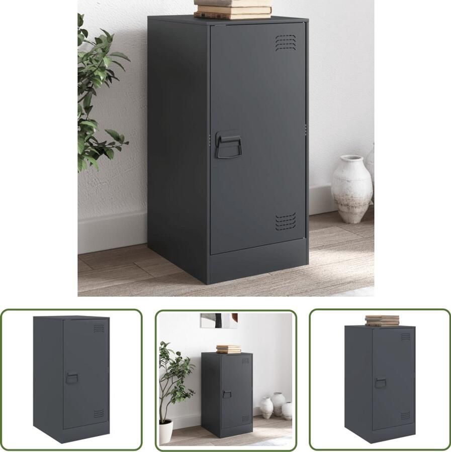 VidaXL Dressoir 34 5x39x73 cm staal antracietkleurig Dressoir Tv Meubel Salontafel Metalen Dressoir Antraciet Kleur - Foto 2