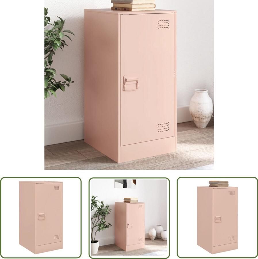 The Living Store Dressoir 34 5x39x73 cm staal roze Dressoir Tv-meubel Rozerood Metalen Dressoir Opbergkast - Foto 3
