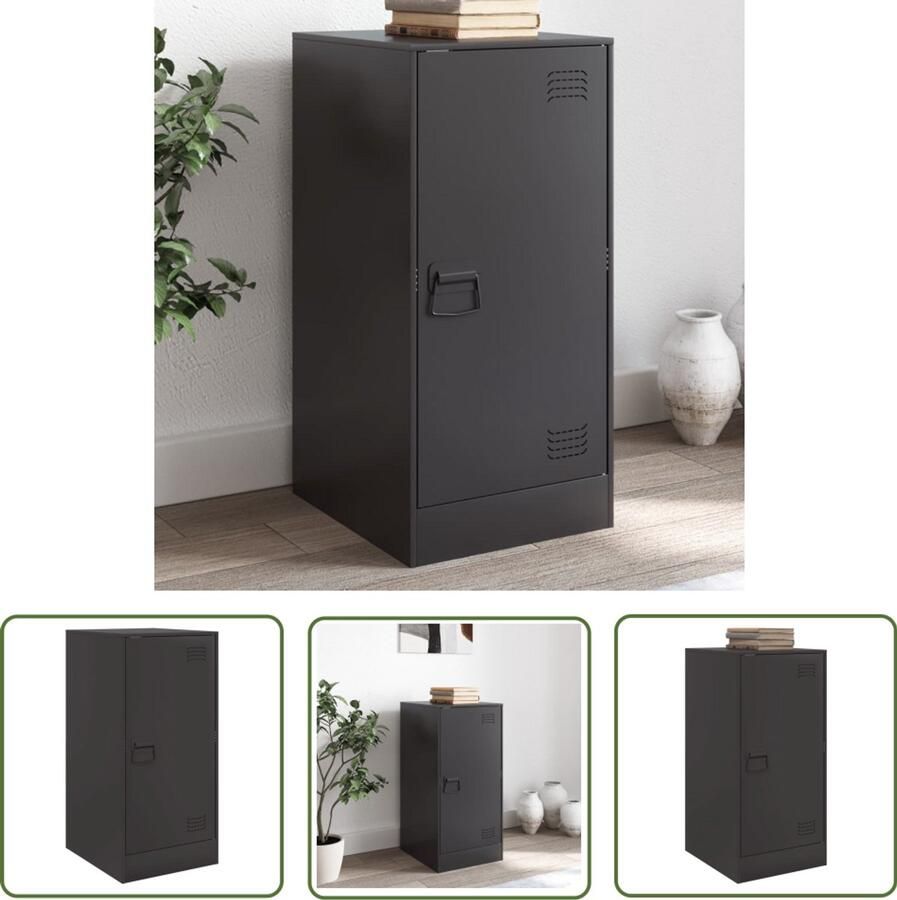 The Living Store Dressoir 34 5x39x73 cm staal zwart Tv Kast Tv Stand Metalen Dressoir Zwarte Dressoir Salontafel