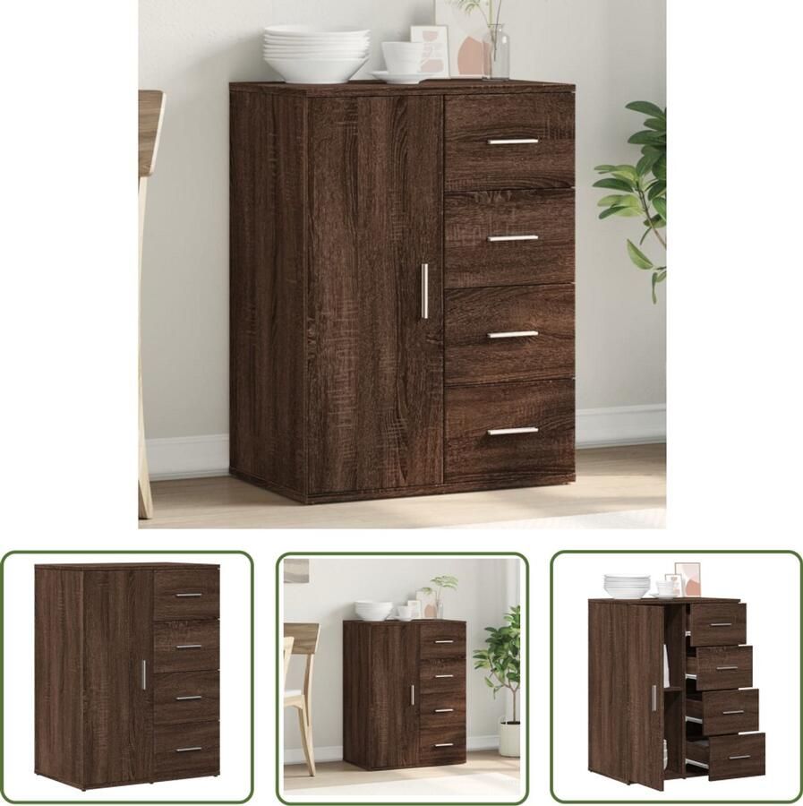 The Living Store Dressoir 59x39x80 cm bewerkt hout bruin eikenkleur TV-meubel Tv-standaard Houten Kast Opbergkast Salontafel