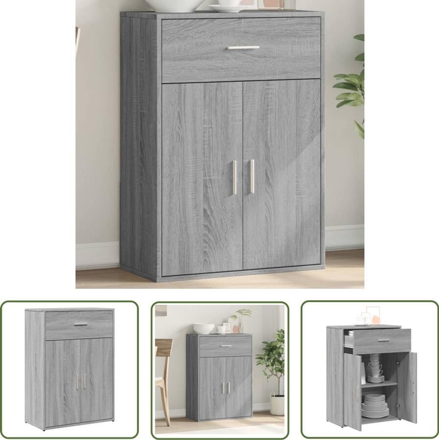 VidaXL Dressoir 60x30x84 cm bewerkt hout grijs sonoma eikenkleurig Dressoir Tv-meubel Grijze Salontafel Houten Dressoir Sonoma Eiken