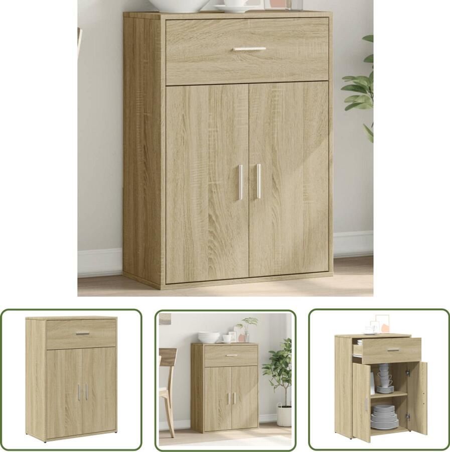 VidaXL Dressoir 60x30x84 cm bewerkt hout sonoma eikenkleurig Dressoir Tv-meubel Salontafel Houten Dressoir Bruine Dressoir