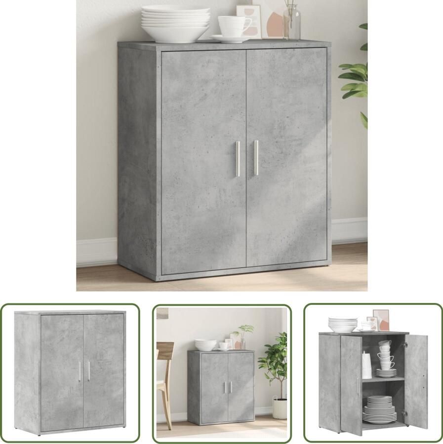 The Living Store Dressoir 60x31x70 cm bewerkt hout betongrijs Televisiemeubel Tv-standaard Dressoir Opbergkast Houten Meubels