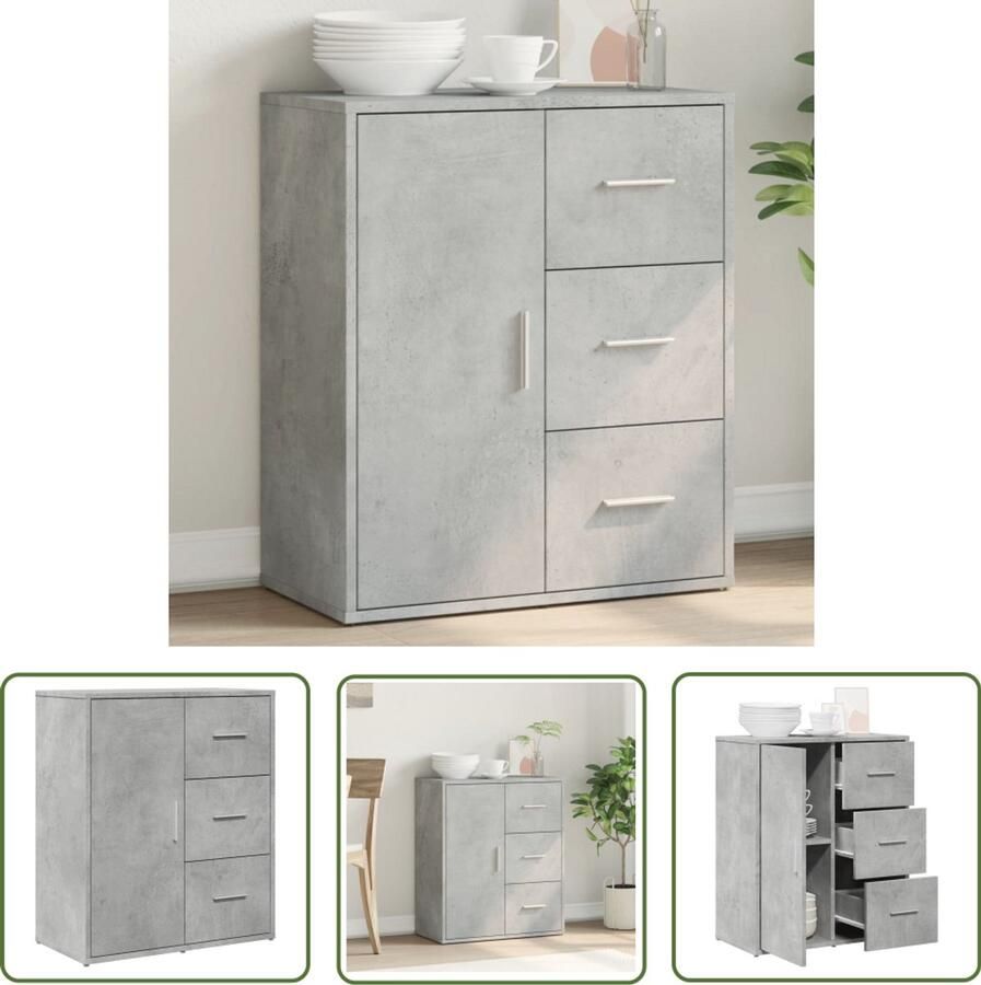 VidaXL Dressoir 60x31x70 cm bewerkt hout betongrijs Dressoir Tv-meubel Houten Dressoir Grijze Dressoir Modern Dressoir
