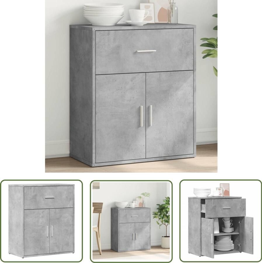 VidaXL Dressoir 60x31x70 cm bewerkt hout betongrijs Dressoir Tv-meubel Houten Dressoir Grijze Dressoir Compact Dressoir