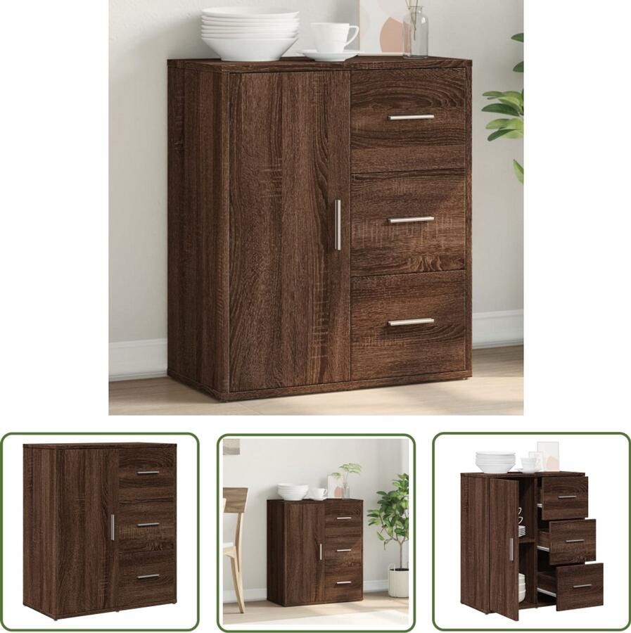 VidaXL Dressoir 60x31x70 cm bewerkt hout bruin eikenkleurig Dressoir Tv-meubel Houten Dressoir Bruine Eiken Kleur Compact Dressoir