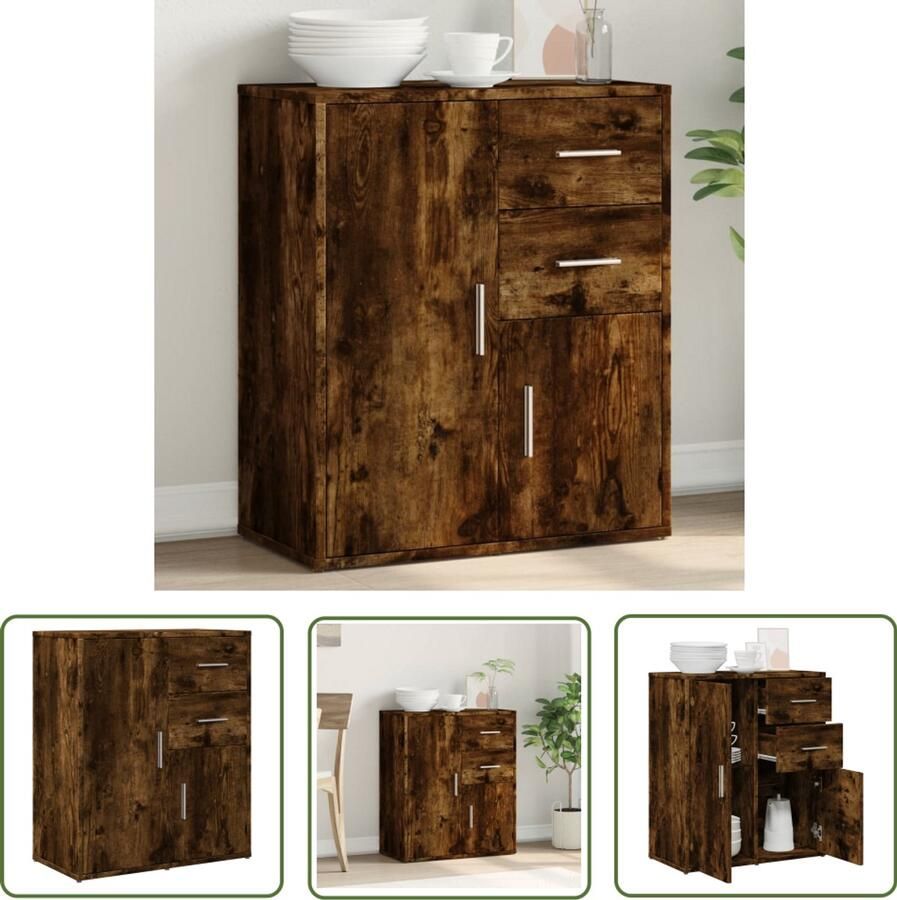 VidaXL Dressoir 60x31x70 cm bewerkt hout gerookt eikenkleurig Dressoir Tv-meubel Houten Dressoir Bruine Dressoir Vintage Dressoir - Foto 3