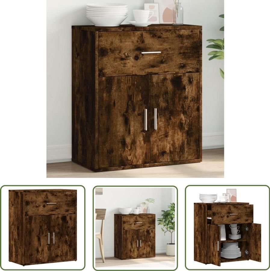 The Living Store Dressoir 60x31x70 cm bewerkt hout gerookt eikenkleurig Televisiescherm Tv Stand Houten Kast Opbergkast Salontafel