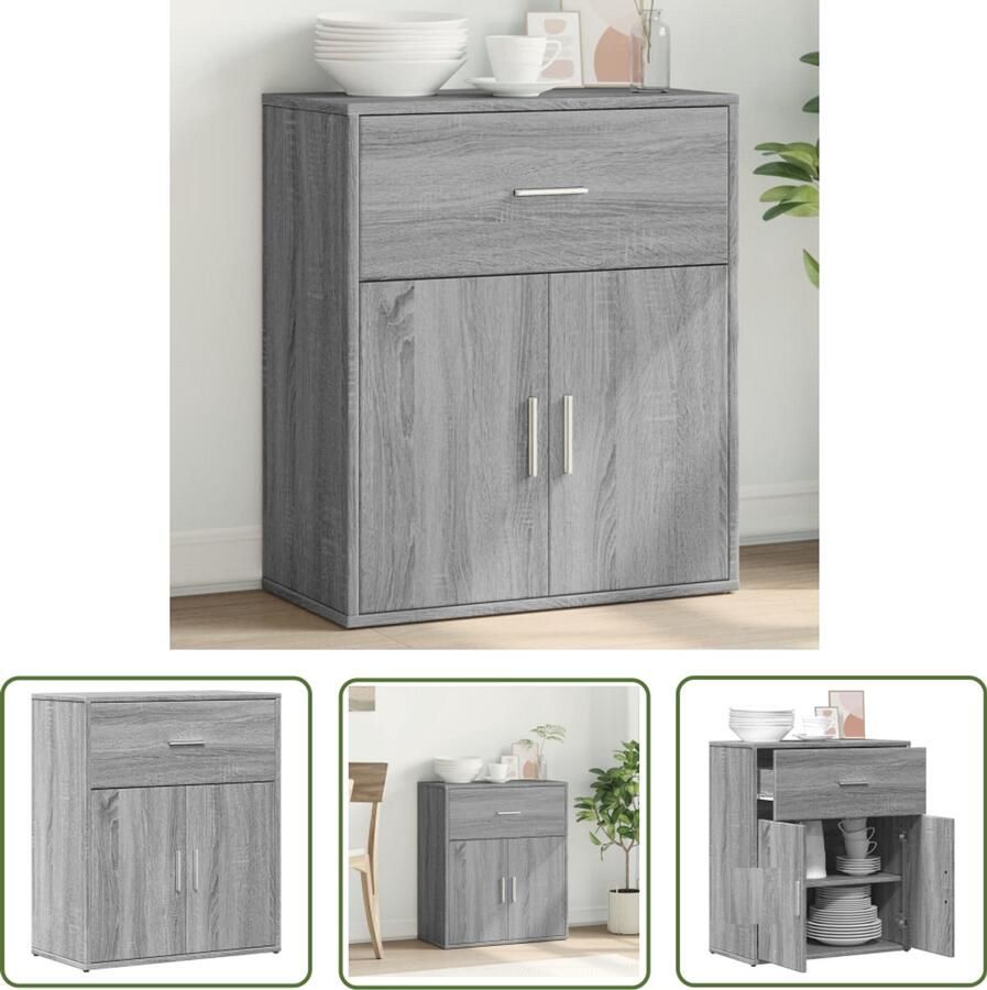 VidaXL Dressoir 60x31x70 cm bewerkt hout grijs sonoma Dressoir Tv-meubel Houten Dressoir Grijze Dressoir Salontafel