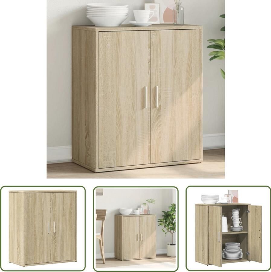 The Living Store Dressoir 60x31x70 cm bewerkt hout sonoma eikenkleurig Televisiekast Tv Stand Salontafel Houten Kast Opbergkast