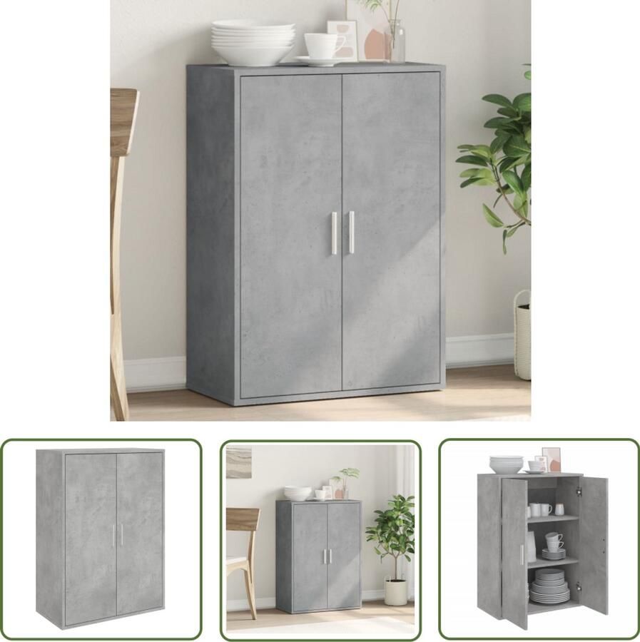 VidaXL Tv-meubel Dressoir 60x31x84 cm bewerkt hout betongrijs Houten Dressoir Grijze Dressoir Modern Dressoir
